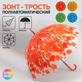 Зонт трость прозрачный гелиевый с принтом