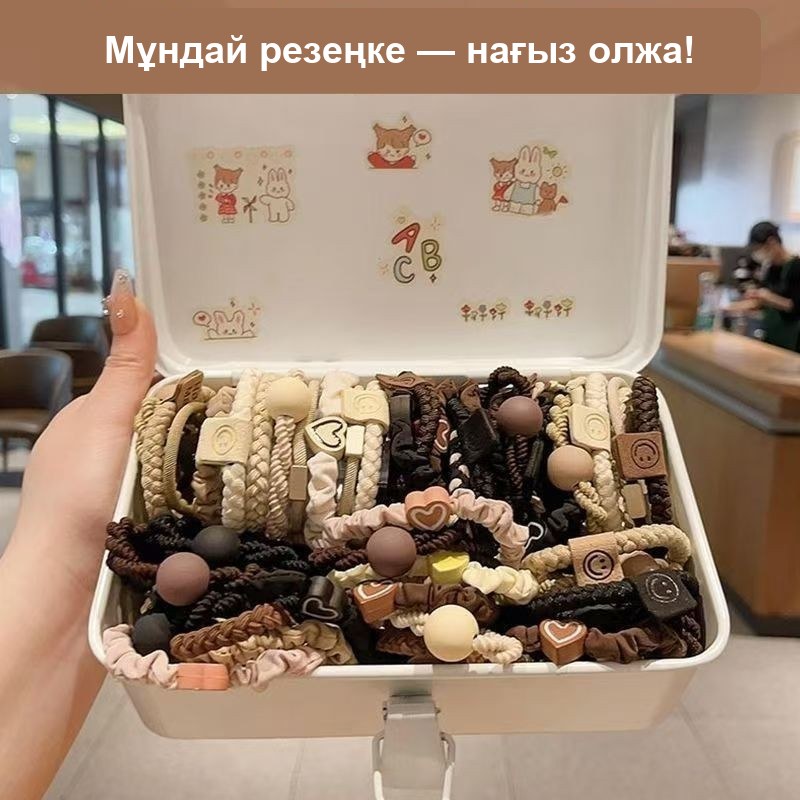 Қоңыр-қара түсті шаш резеңкелері, 10 дана жиынтық, жоғары серпімділік — фото 2