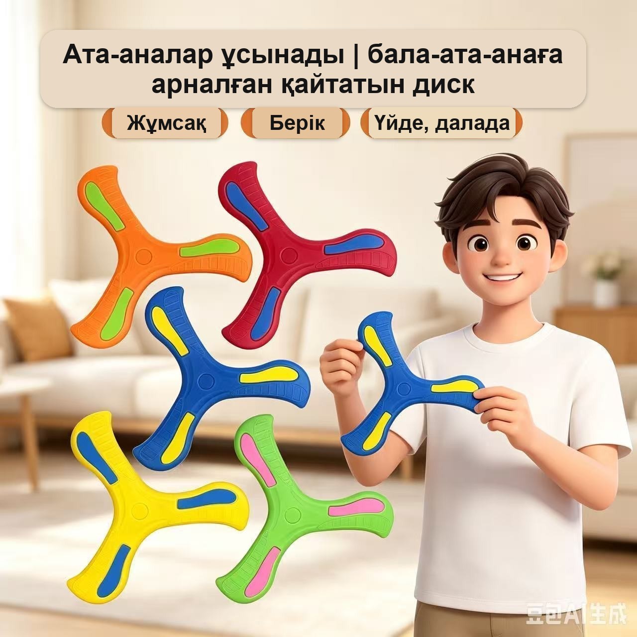 Бумеранг детский мягкий для игр на улице и дома — фото 2