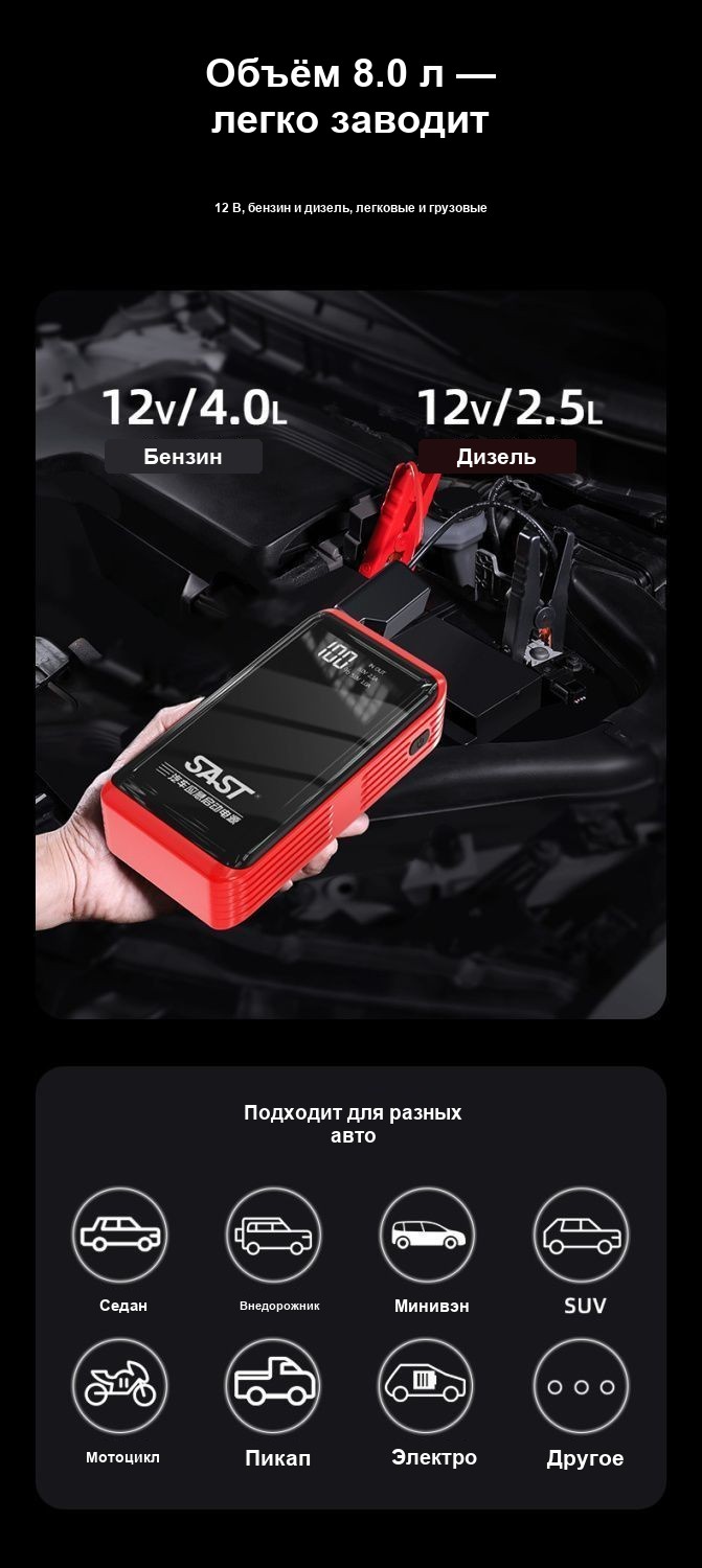 Пускозарядное устройство (для авто) с указанием повербанка