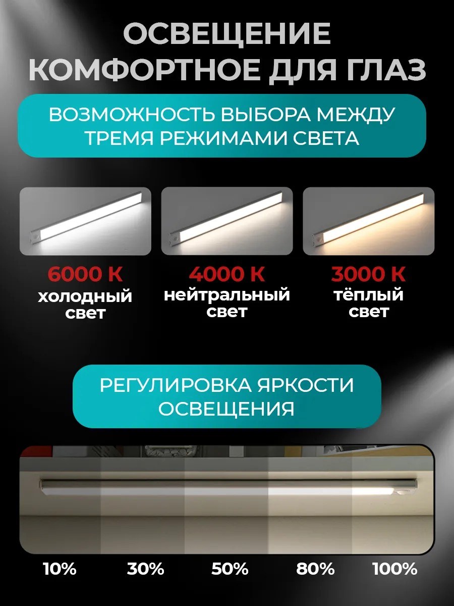 Қозғалыс датчигі бар аккумуляторлы жарықдиодты шам 60 см — фото 3