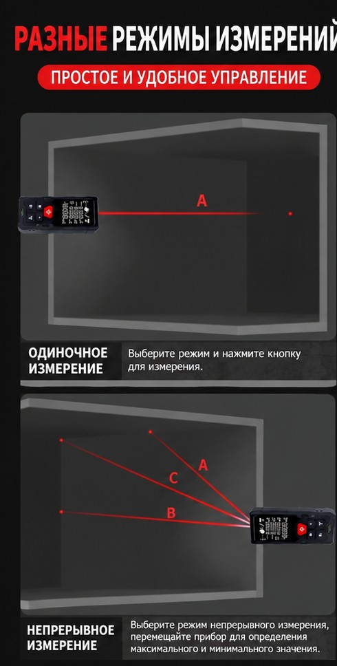 Лазерная рулетка (дальномер), 50 м