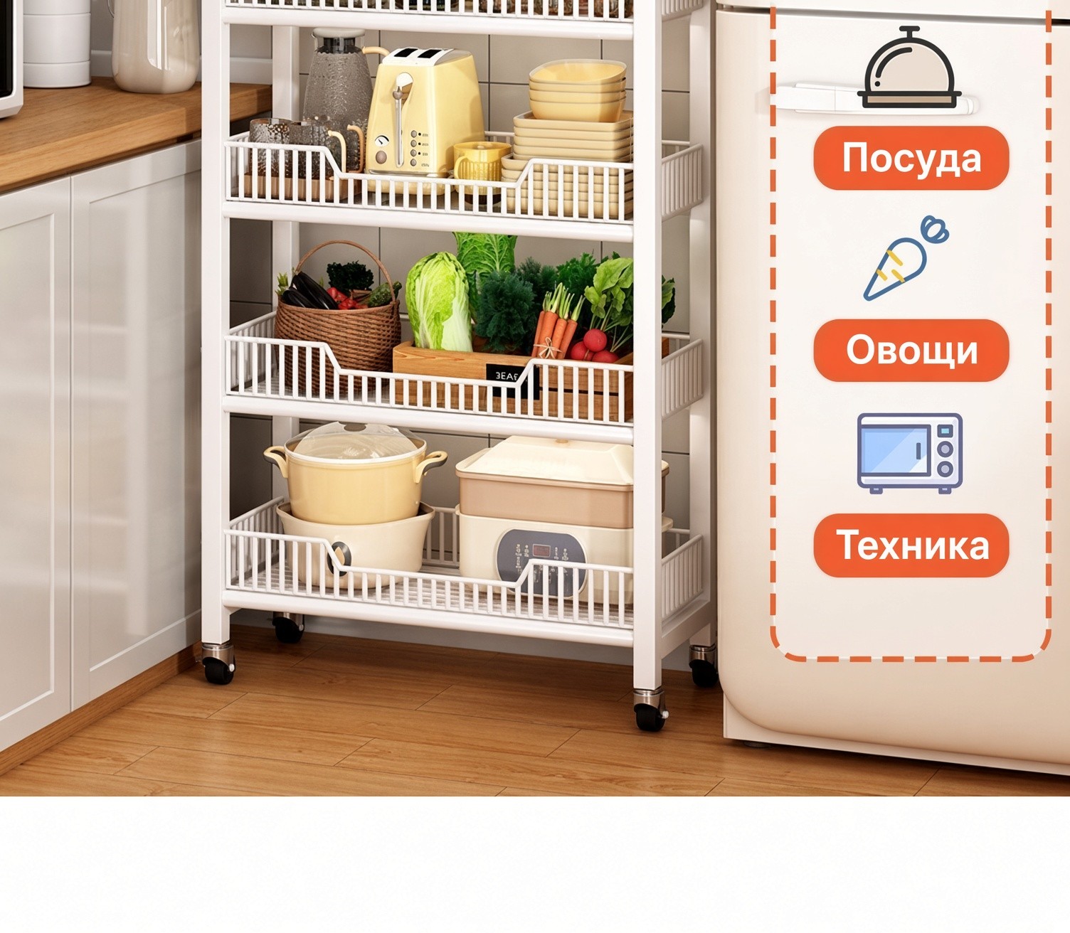 Металлический стеллаж 60×27×165 см с корзинами