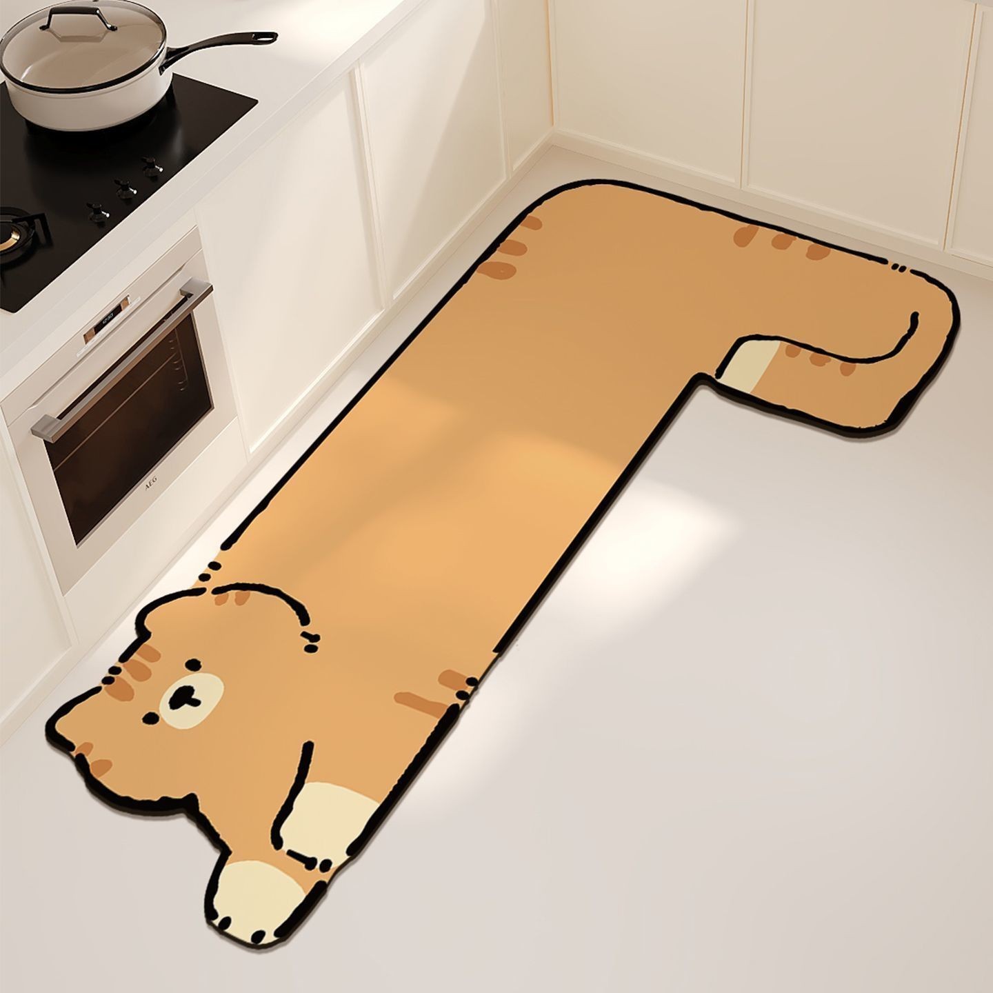 Угловой коврик для кухни «Кот и собака», 80×180 см — фото 2