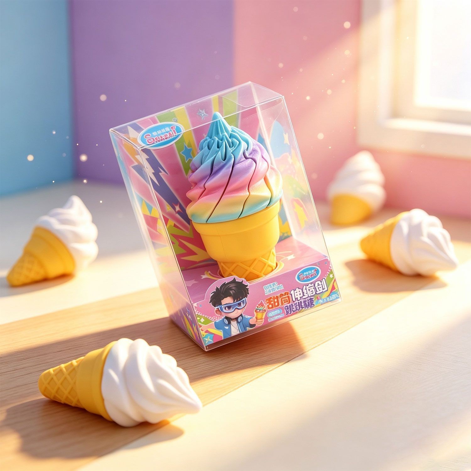 Игрушка-пранк Мороженое 3D, выдвижной рожок 12 см — фото 2
