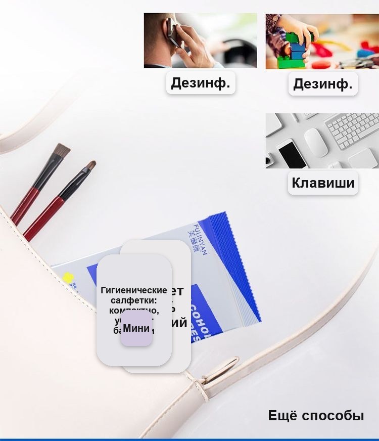 Спиртовые салфетки 75% в индивидуальной упаковке, дезинфицирующие