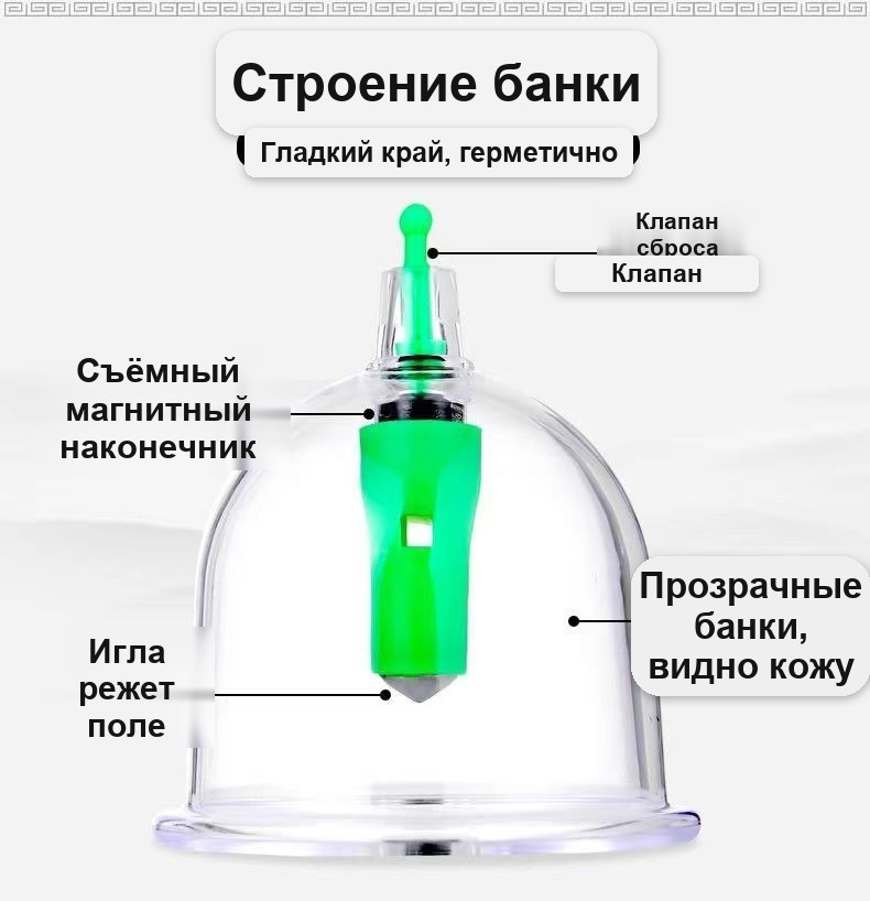 Вакуумные банки для массажа, набор 12 шт