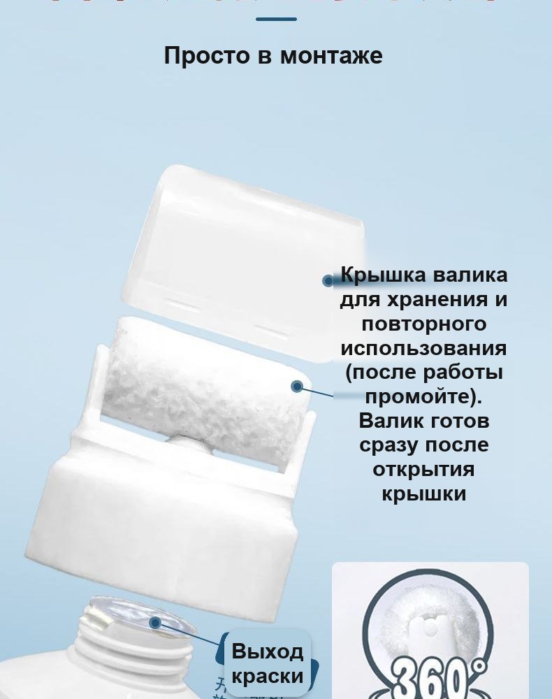 Краска-валик для ремонта стен, белая, в тюбике 300 г, со встроенным роликом