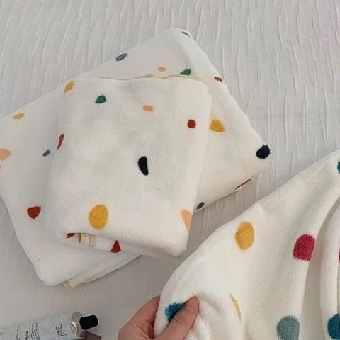 Набор полотенец из коралловой ткани в горошек, 3 предмета — фото 5
