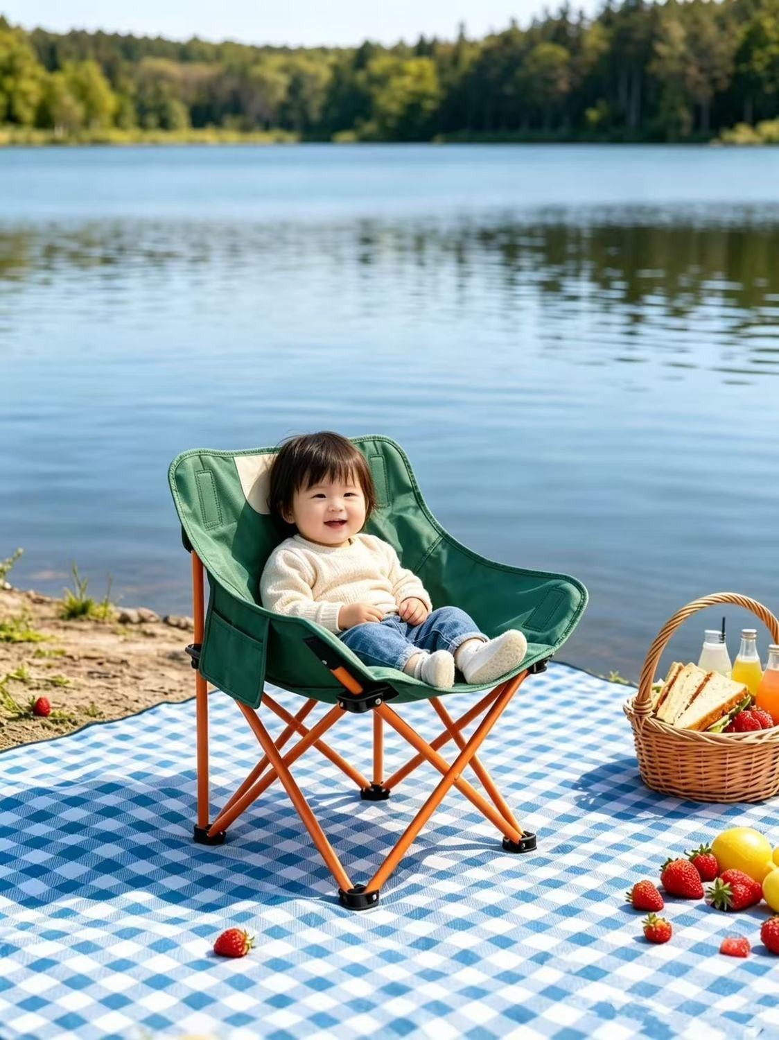 Жиналмалы туристік кресло, шағын, жасыл-қара