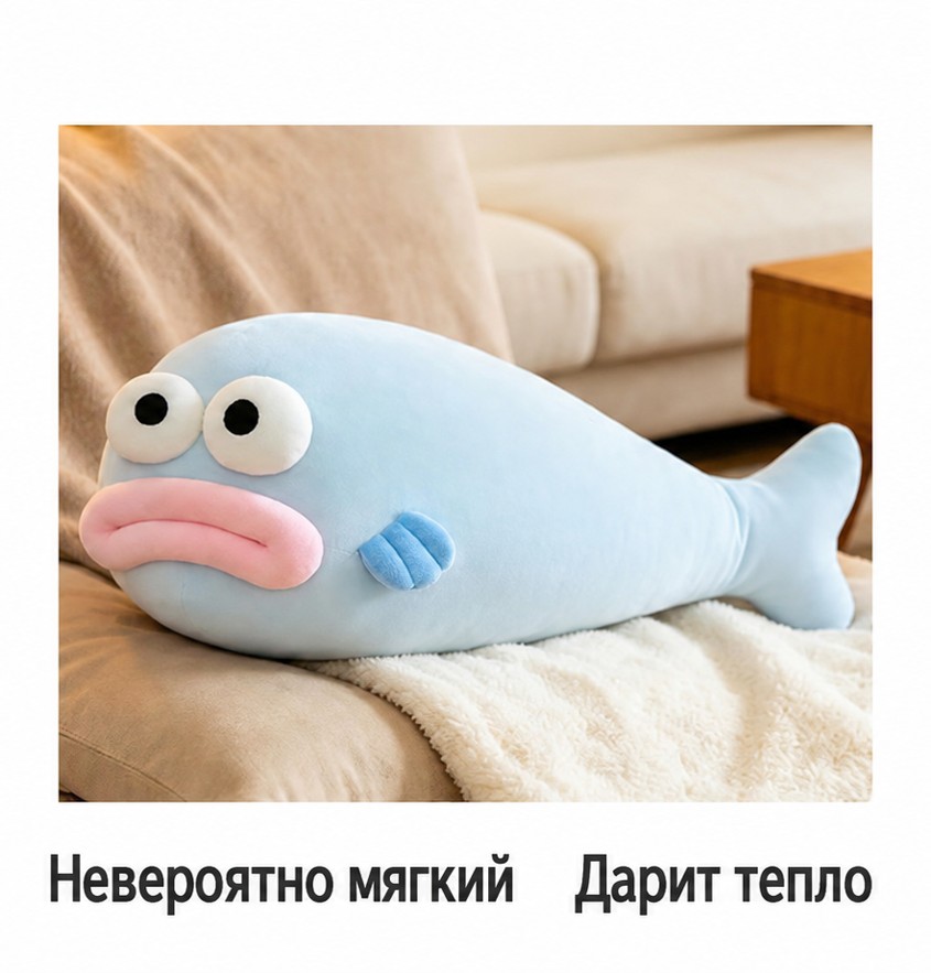 Мягкая подушка-игрушка «Рыба губастая», 80 см