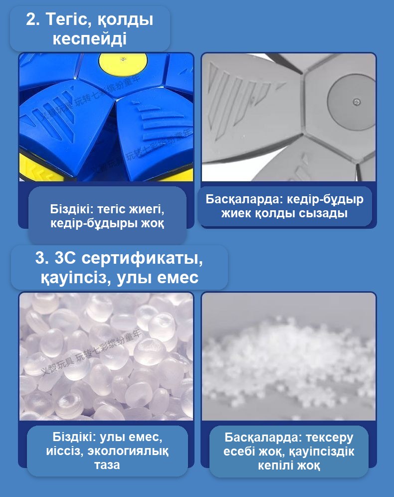 «Ұшатын тарелка-шар» ойыншығы, балаларға арналған жиналмалы жарқырайтын доп, 24 см