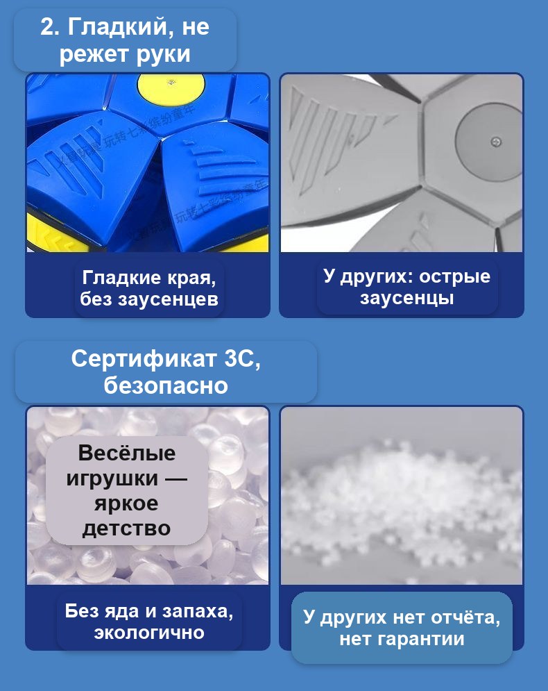 Игрушка «Летающая тарелка-шар», складной светящийся мяч для детей, 24 см