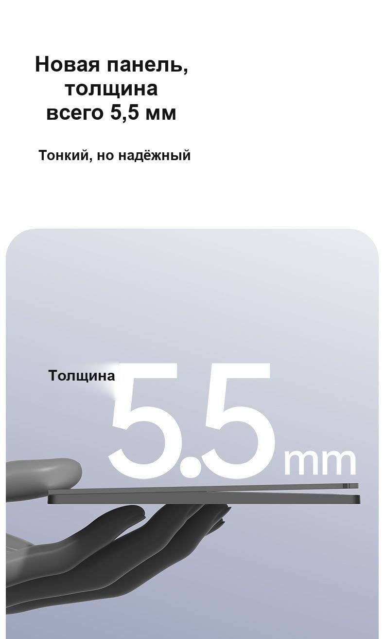 Выключатель двойной серый, стеклянная панель