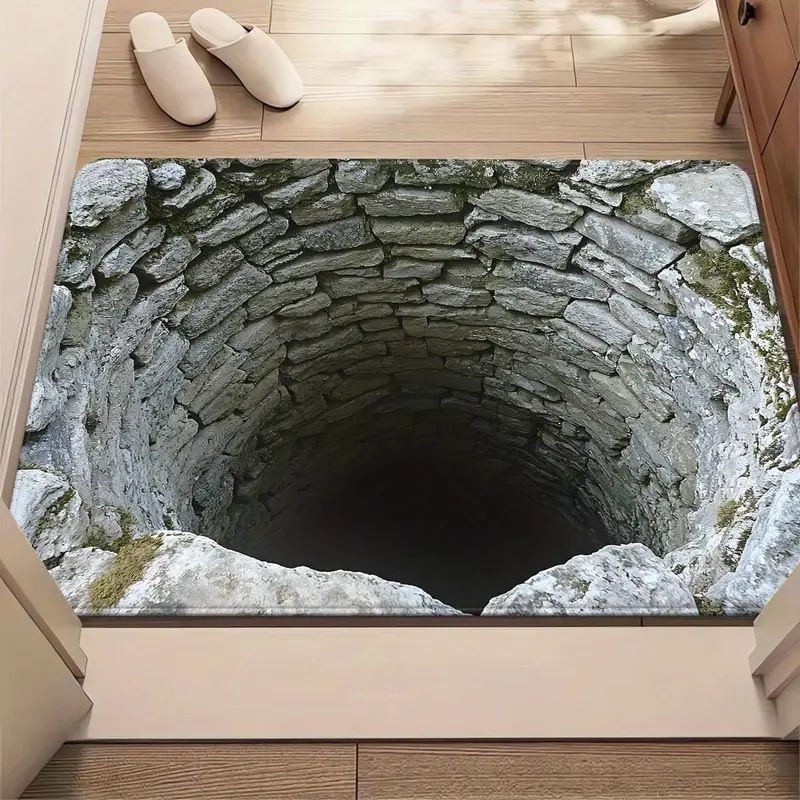 «Құдық» 3D-эффектісі бар есік алдына арналған кілемше, сіңіргіш, сырғанамайтын — фото 4