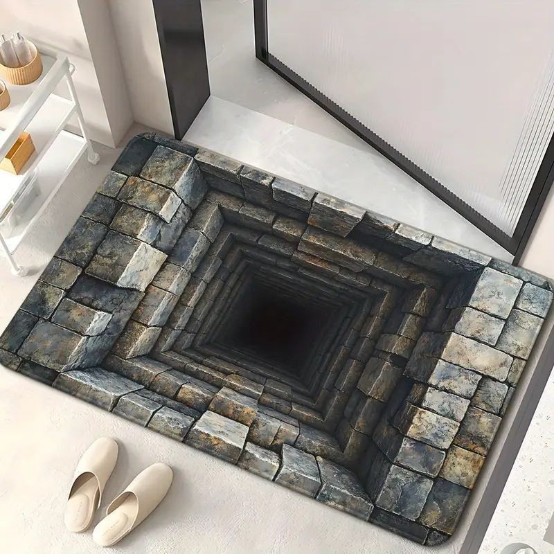 «Құдық» 3D-эффектісі бар есік алдына арналған кілемше, сіңіргіш, сырғанамайтын — фото 9
