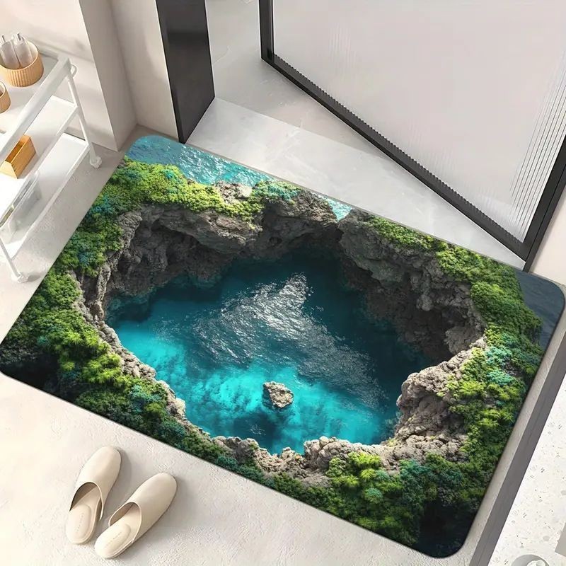 «Құдық» 3D-эффектісі бар есік алдына арналған кілемше, сіңіргіш, сырғанамайтын — фото 10