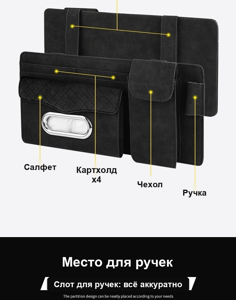 Органайзер на солнцезащитный козырёк авто, 32×15,5 см