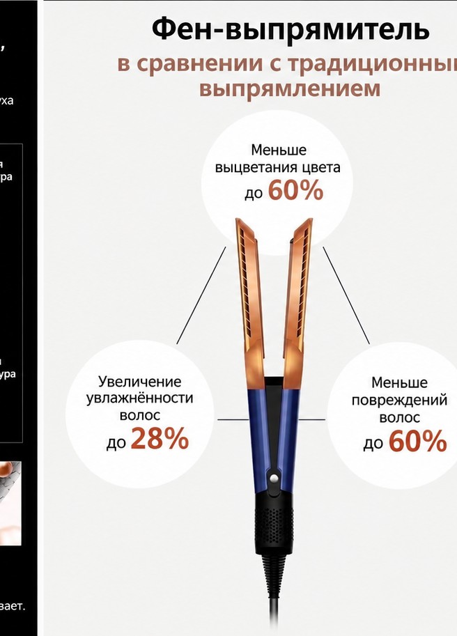Фен-выпрямитель 2 в 1 для волос