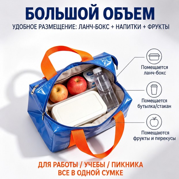 Термосумка-шоппер для ланча на молнии, цветная — фото 7