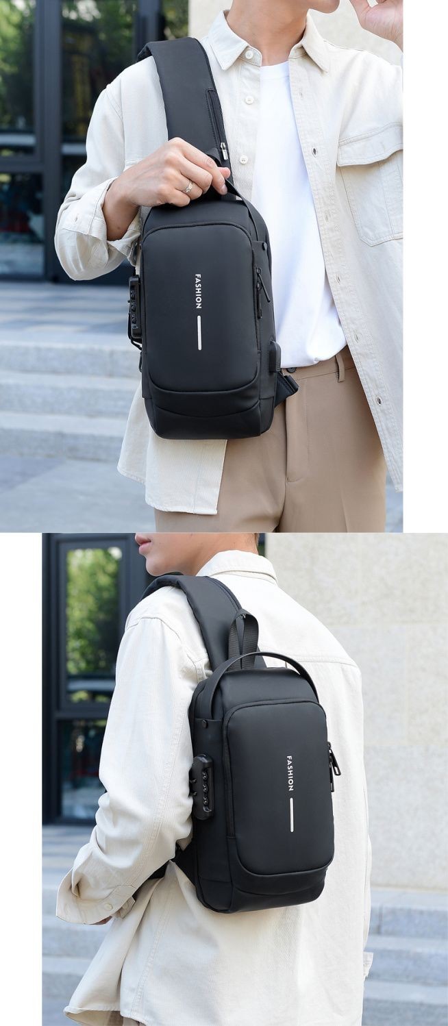 Fashion ерлер иыққа асатын слинг-сөмкесі, кодты құлыпты