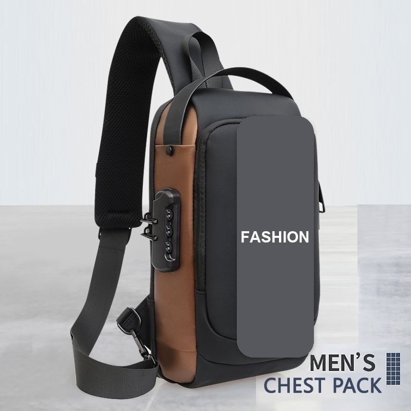 Fashion ерлер иыққа асатын слинг-сөмкесі, кодты құлыпты — фото 2