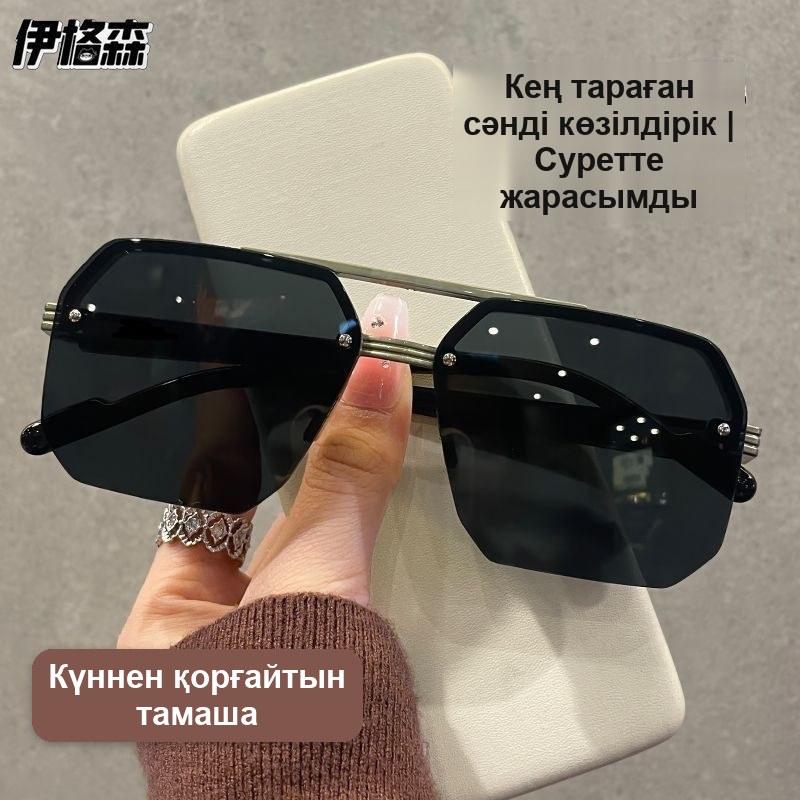 Солнцезащитные очки-пилот, золотистая оправа — фото 6