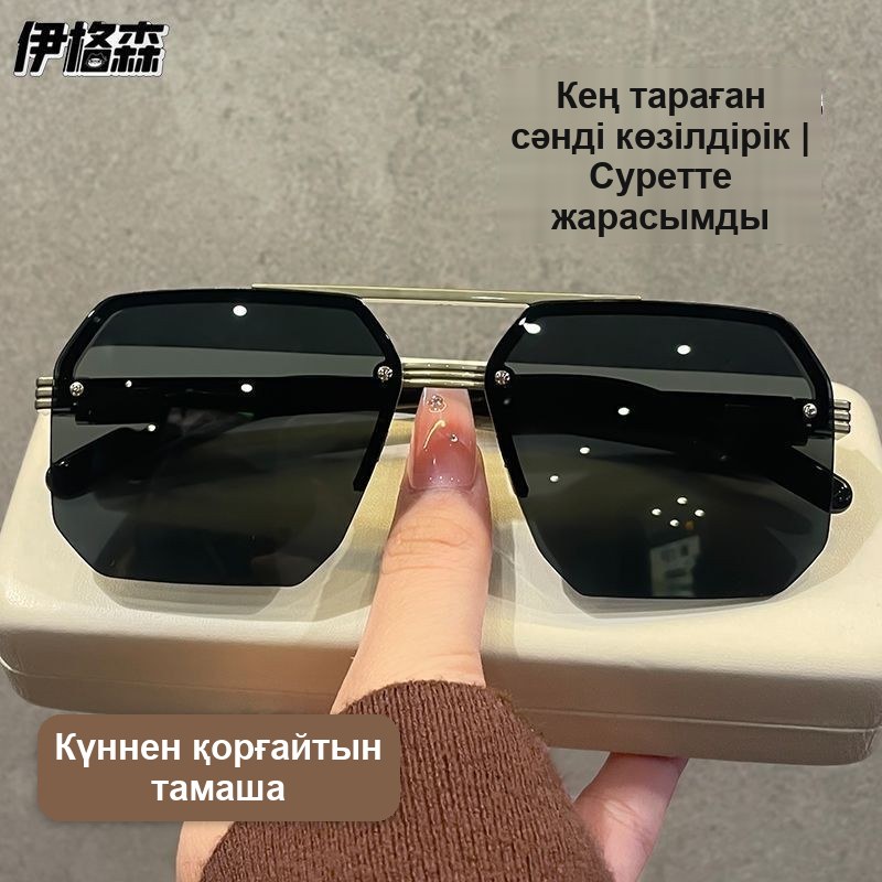 Солнцезащитные очки-пилот, золотистая оправа — фото 7