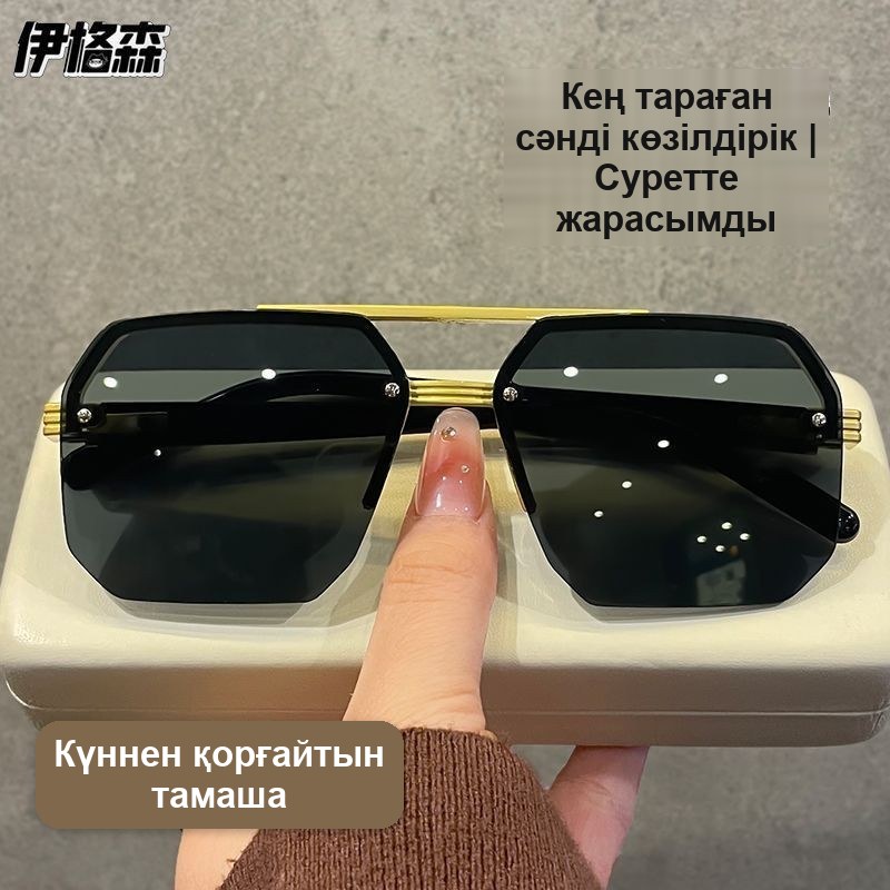 Солнцезащитные очки-пилот, золотистая оправа — фото 8