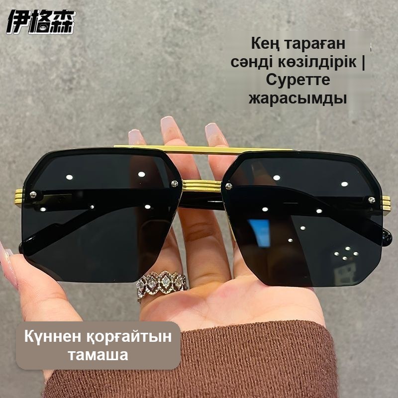 Солнцезащитные очки-пилот, золотистая оправа — фото 10
