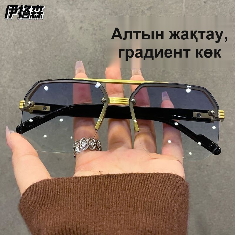 Солнцезащитные очки-пилот, золотистая оправа — фото 11