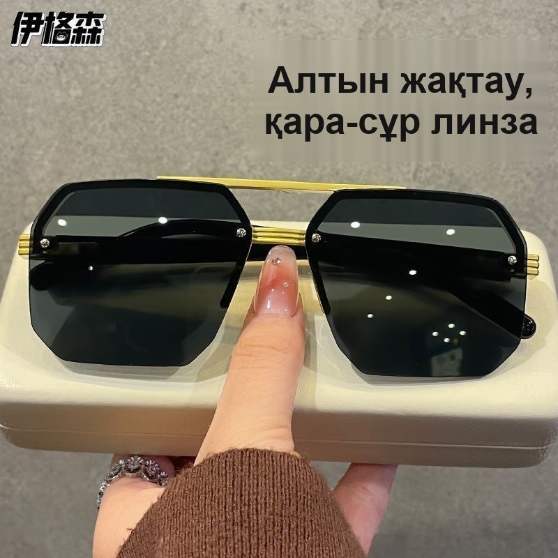 Солнцезащитные очки-пилот, золотистая оправа