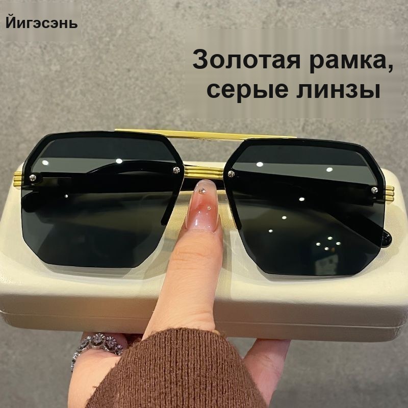 Солнцезащитные очки-пилот, золотистая оправа