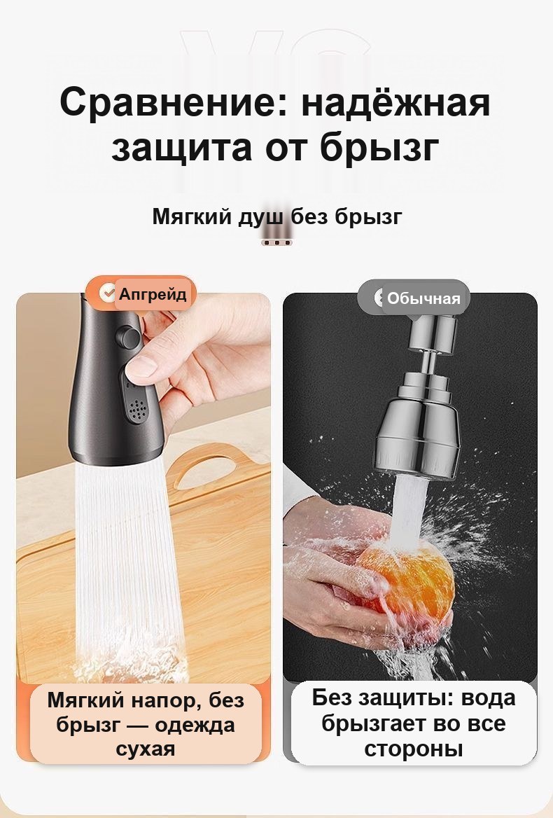 Насадка на кран поворотная, 3 режима воды