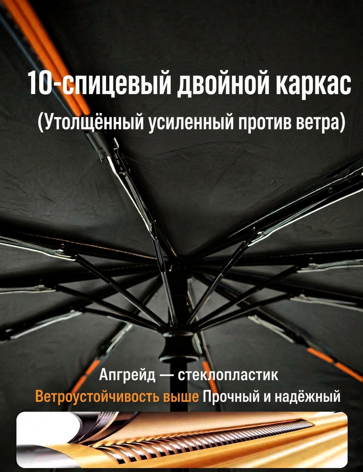 Складной зонт-автомат с ручкой-карабином, 120 см