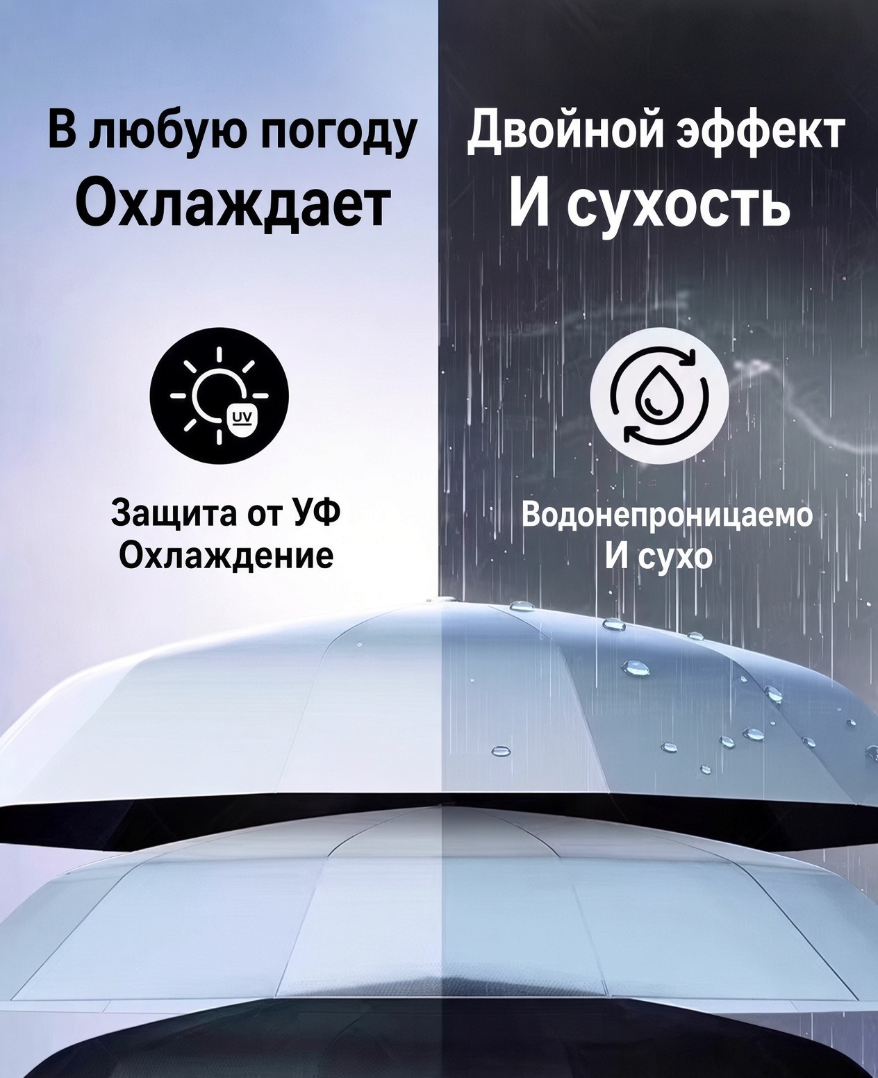 Складной зонт-автомат с ручкой-карабином, 120 см