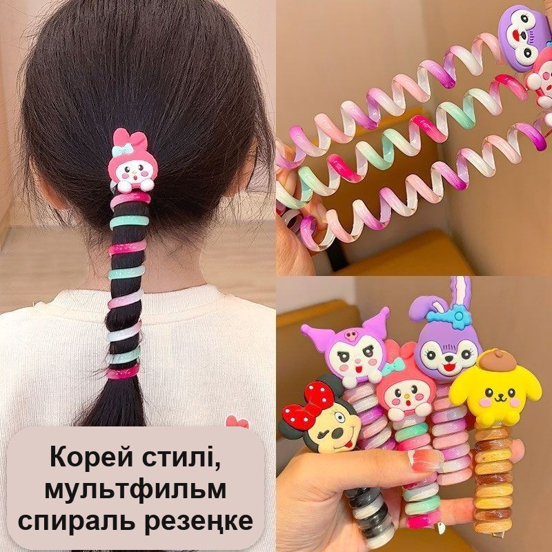 «Телефон сымы» шаш резіңкелері, 5 данадан тұратын жиынтық, қара — фото 3