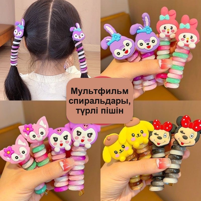 «Телефон сымы» шаш резіңкелері, 5 данадан тұратын жиынтық, қара — фото 5
