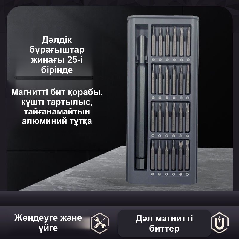 Магнитті биттері бар дәлдік бұрағыштар жинағы, 25-і бір жинақта — фото 2