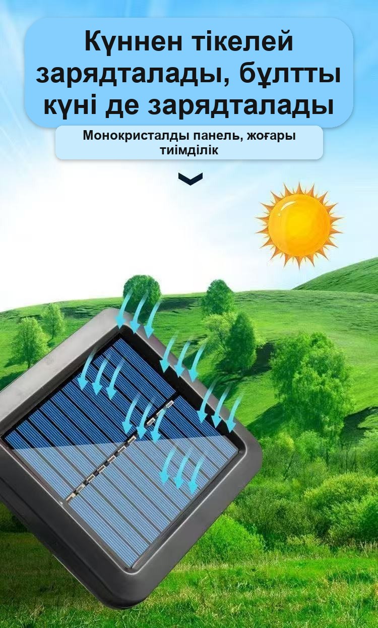 Сыртқы панельді күн батареясымен жұмыс істейтін жарықдиодты прожектор