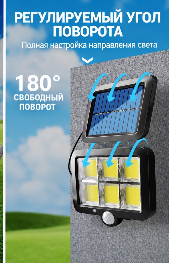 Светодиодный прожектор на солнечной батарее с выносной панелью