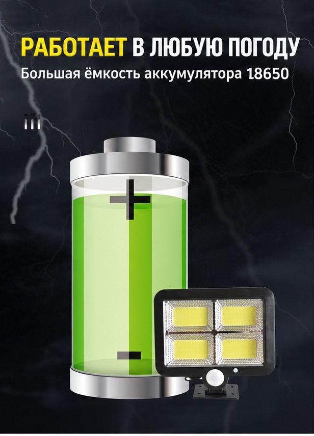 Светодиодный прожектор на солнечной батарее с выносной панелью