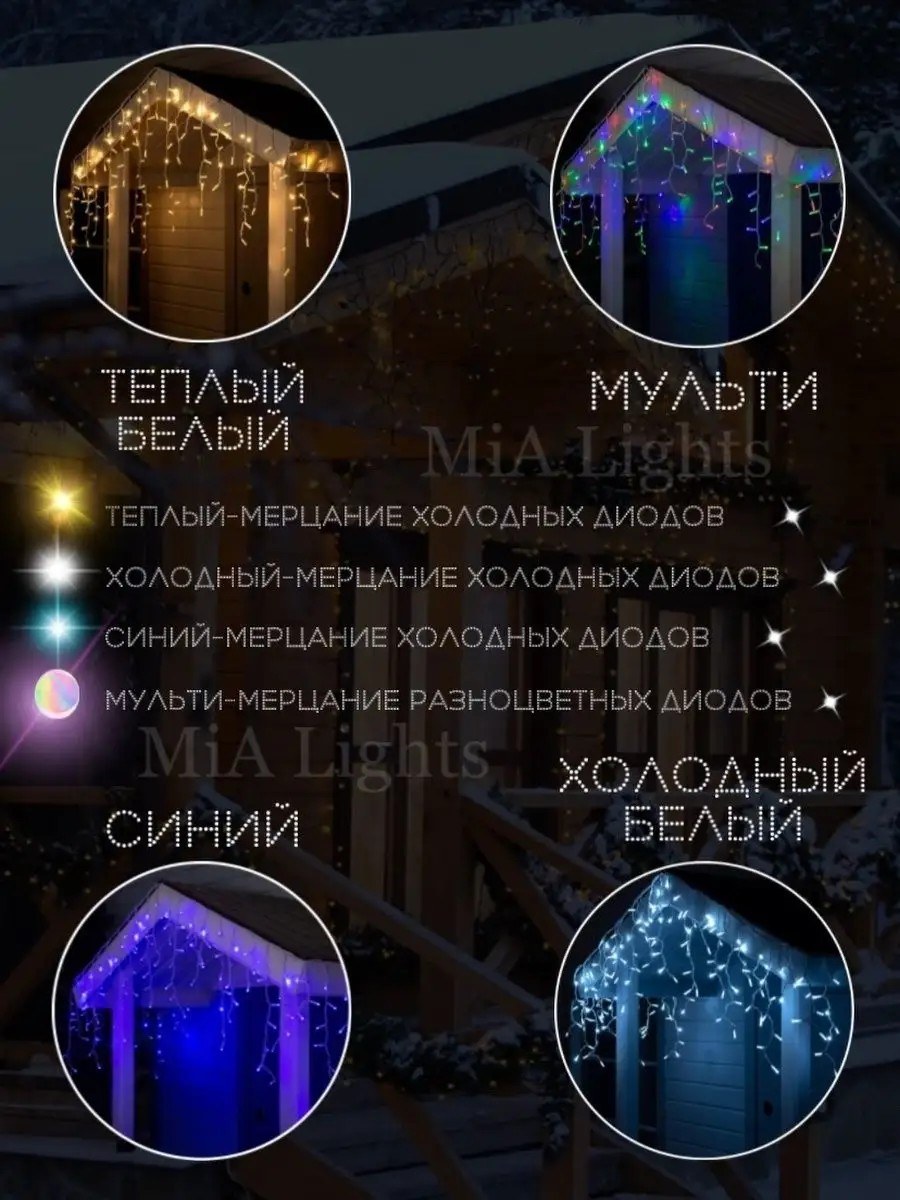 Көшеге арналған гирлянда-бахрома 25 м, жылы ақ жарық — фото 8