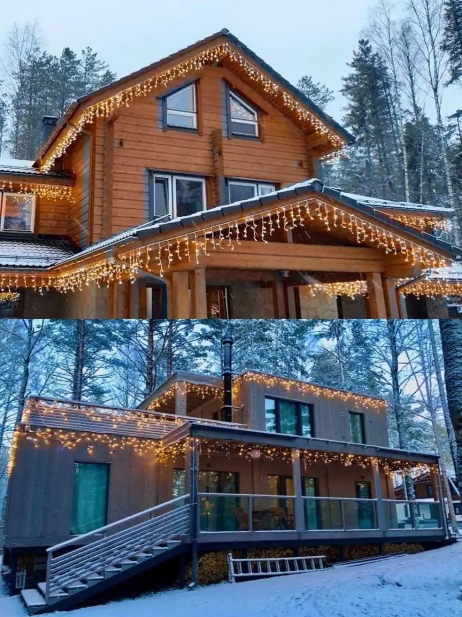 Көшеге арналған гирлянда-бахрома 25 м, жылы ақ жарық — фото 16