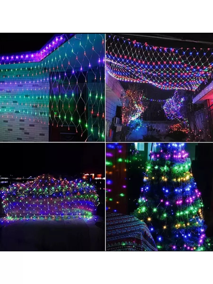Жарықдиодты тор гирлянда 1,5×1,5 м, көк — фото 8