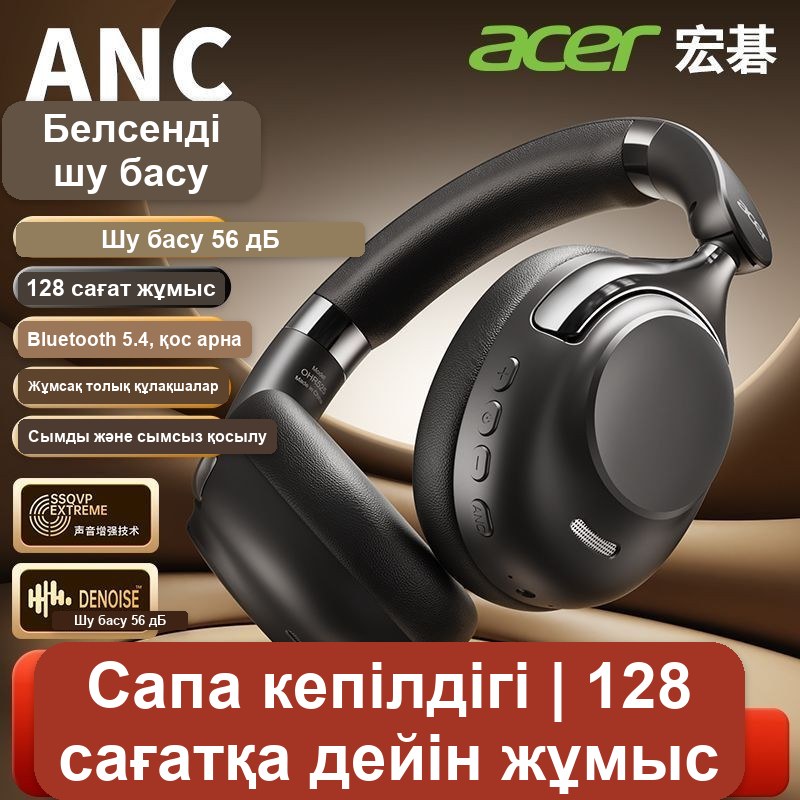 Bluetooth 5.4 сымсыз құлаққап, шуды басатын, жиналмалы — фото 2