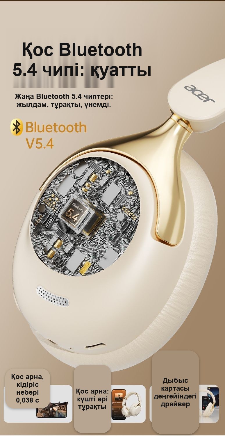 Bluetooth 5.4 сымсыз құлаққап, шуды басатын, жиналмалы