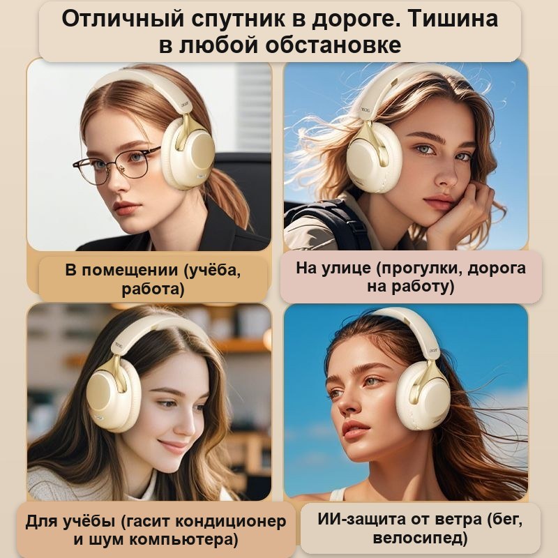 Беспроводные наушники Bluetooth 5.4 с шумоподавлением, складные — фото 7