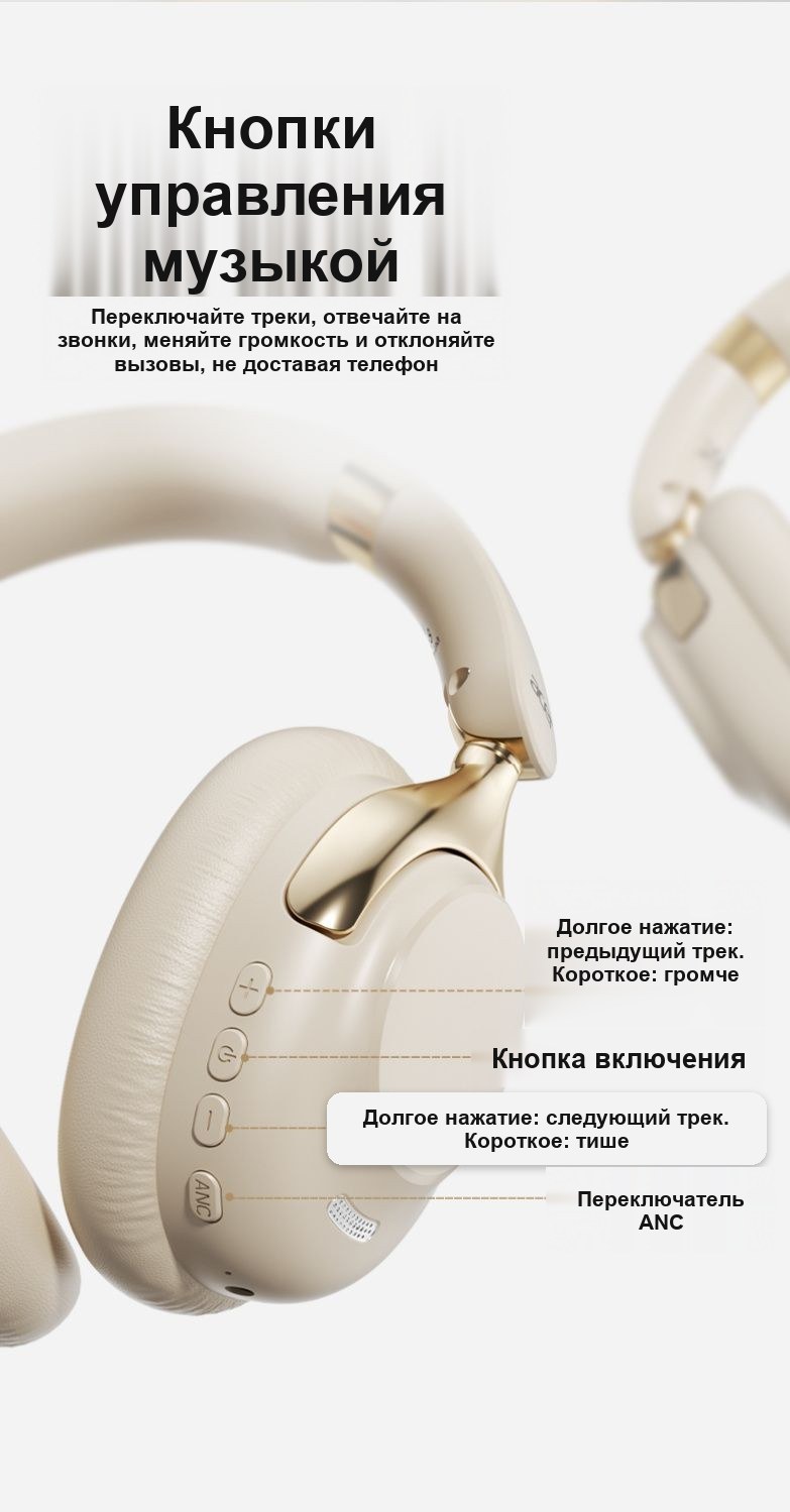 Беспроводные наушники Bluetooth 5.4 с шумоподавлением, складные