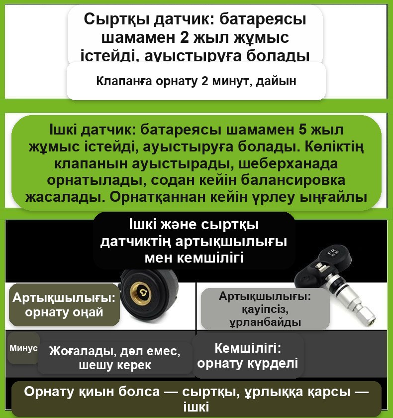 Күн батареясымен жұмыс істейтін TPMS сымсыз шина қысым датчиктері
